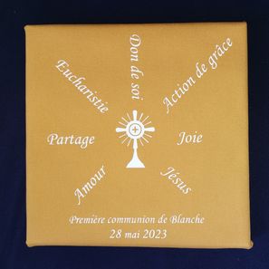 Toile "première communion" personnalisée 15 € (jaune)