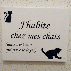 Toile "j'habite ches mes chats"