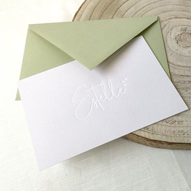 enkele kaart - 170x110mm - 600gr gmund - witte folie letterpress