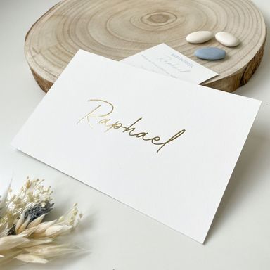 enkele kaart - 170x110mm - 600gr gmund - goudfolie letterpress