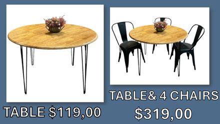 APARTMENT ROUND TABLE & IRON SIDE CHAIRS
