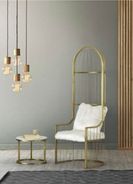 Cage gold chair with white plush $825