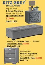 RITZ GREY NIGHT STAND + CHEST