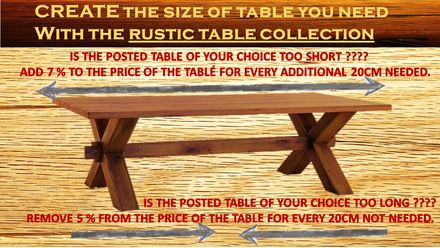 Rustic Collection SIZE INFO