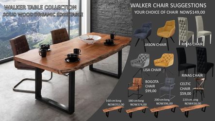 WALKER TABLE + BENCH & CHAIR SELECTION