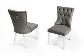Belfast anthracite velvet chair with white legs $140