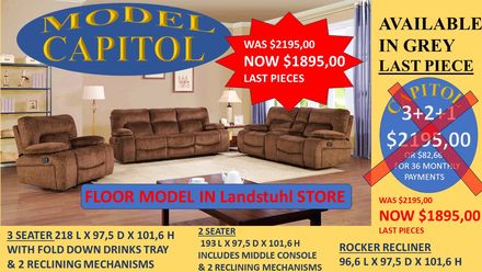 xMODEL CAPITOL BROWN 3+2+1 FLOOR MODEL LANDSTUHL