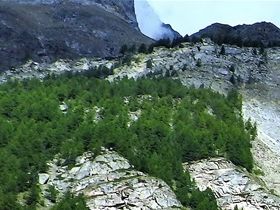 Katastrofalt bergras 1991; spärrade av både landsväg och järnväg. Zermatt mfl orter blev under en tid isolerade