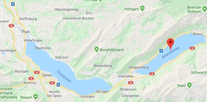 Karta Brienzersee-Thunersee (Googlemaps)
