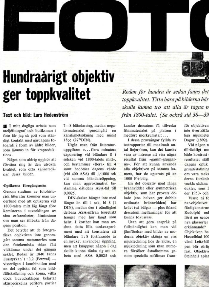 Artikel ur tidn. FOTO 11/10 1969
