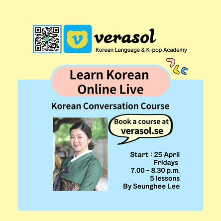Verasol Korean Course Online Offline, Learn Korean in-class course, Koreanska distanskurs