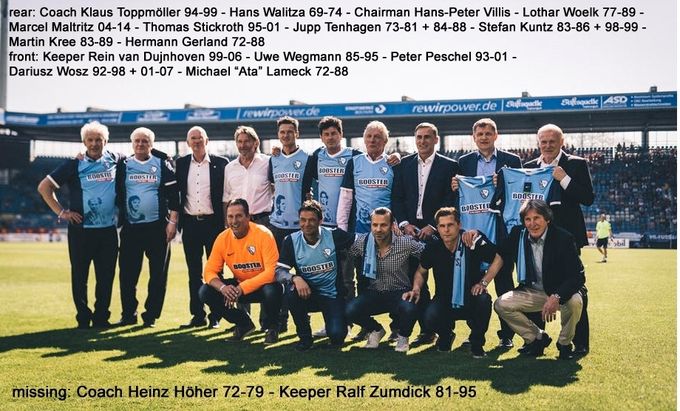 Vfl Bochumin kultavuosien legendat palkittiin kauden viimeisessä kotiottelussa sunnuntaina 8.5.2016. Vfl Bochumin paikallinen kunniajäsen velvoittaa Bochum Finlandin jäsenistön tutustumaan kyseisien pelaajien saavutuksiin ja erityisesti jokaisen jäsenen pitää tietää ja muistaa näiden seuralegendojen koko nimet.