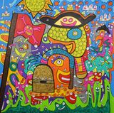 Captain Smileyfoot Acrylic 2022 Size 100x100 cm