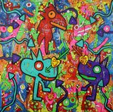 Love Tails Acrylic,2018 Size 95x95 cm