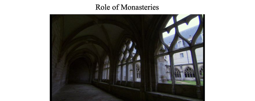 The religion came to Ireland through interactions with Britannia, later reinforced by missionaries such as St Patrick in the 5th Century.  Building monasteries, monks copied and preserved ancient texts in Greek and Latin.  In due course Irish abbeys became havens for education and learning.