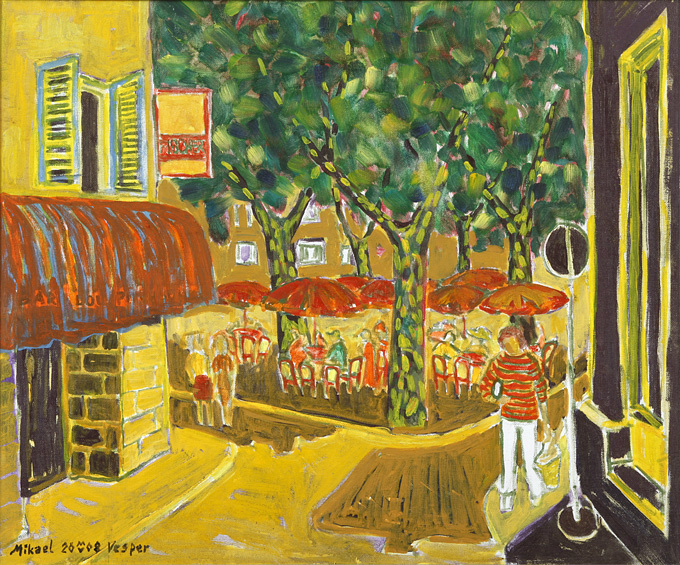 Plataanipuiden varjossa, Arles, Etelä-Ranska. 60x80 cm, öljyväri