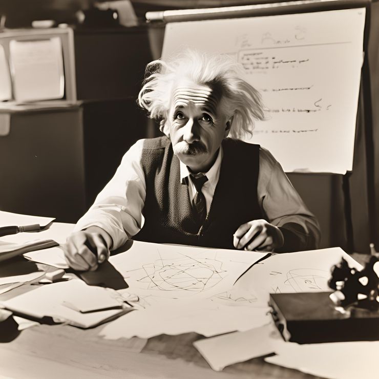einstein solving a problem