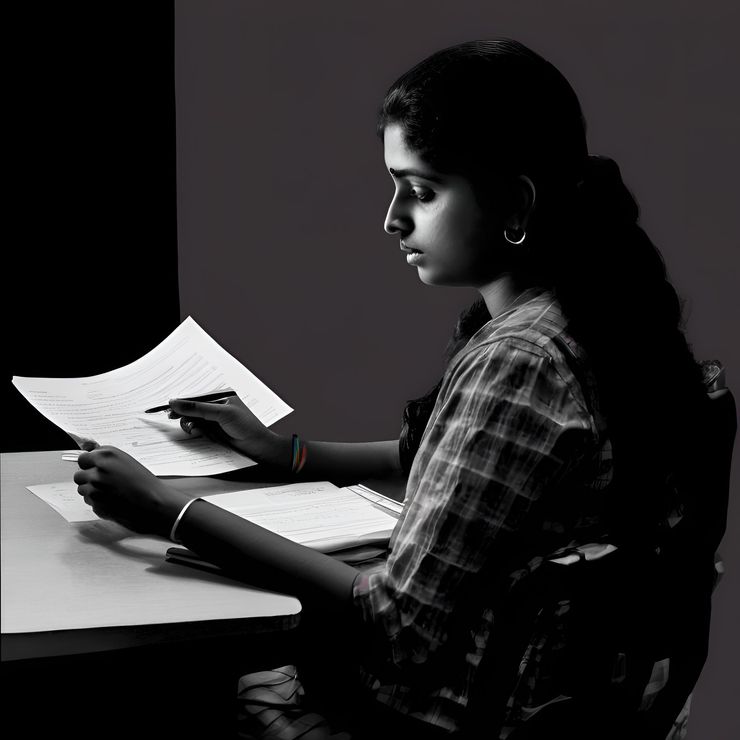 graphic university student doing an aptitude test