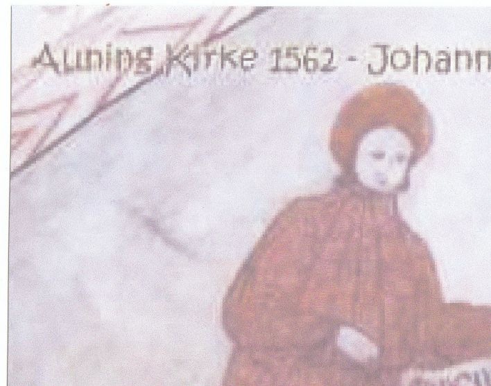 Dette kalkmaleri fra 1562 i Auning Kirke fortæller om kalken 