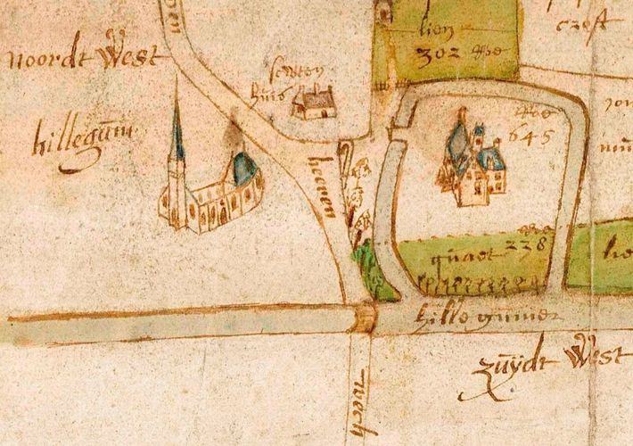 Kaart 1589 van 't Hof en omgeving