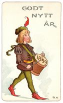 GODT NYTT ÅR 1899 signerad R.A.