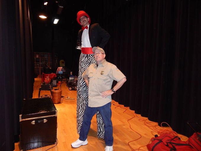 Back stage New Year's Eve in Syracuse, New York with juggler Jeff Peden.