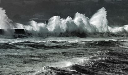 GSY 013 - Force 8 at Vazon Bay 01, Guersney - seashore - waves - uniqu
