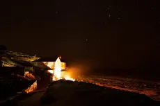 MC 20 088 - Wembury beach ... stars and fire - a-fire-is-lit-up-in-the