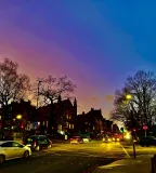 SSo 22 014 - twilight time Highgate London - a-street-with-cars-and-a-