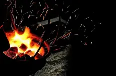 Fire sparkles at night