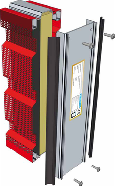 Aluminium noise screen panel construction with stone wool core