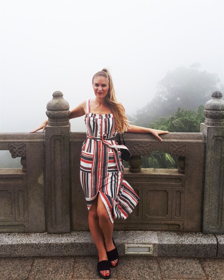 At the top of the Tian Tan Buddha stairs.