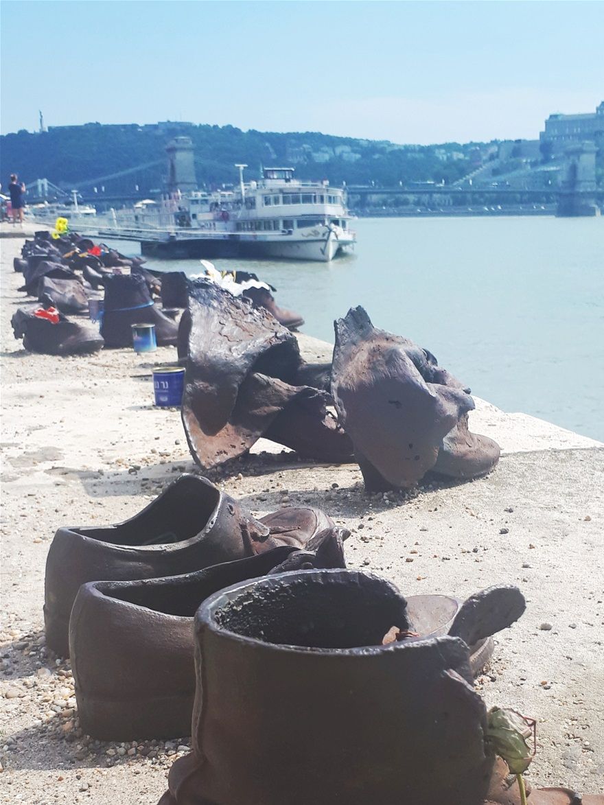 Bronze shoes along the Danube.
