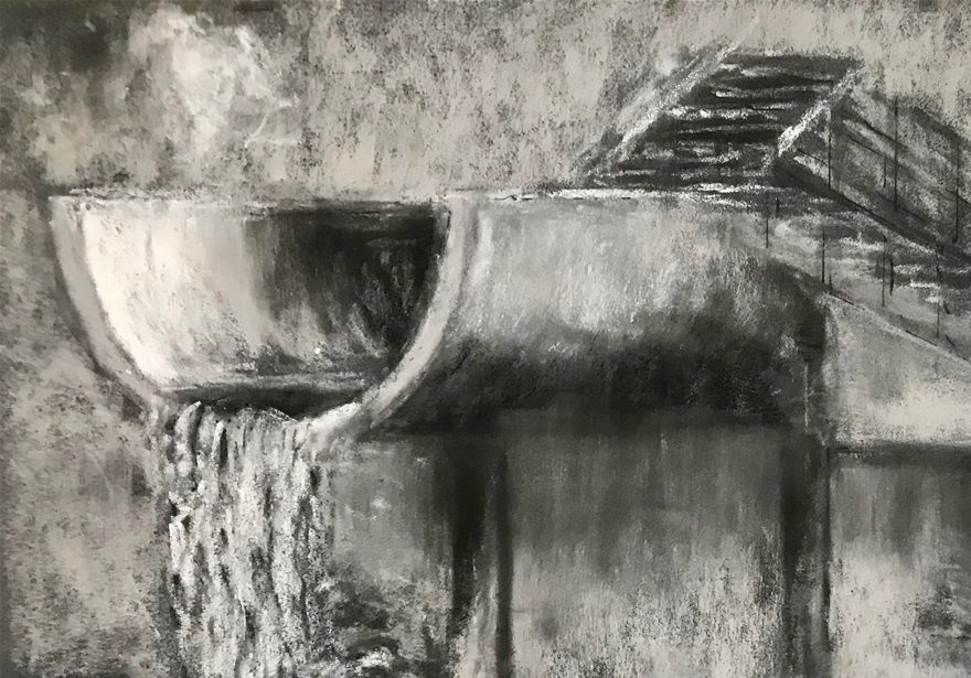 pastel, charcoal & ink on card 25cm x 17 cm