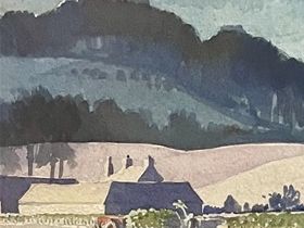 Cows and Kale, a watercolour original by C F Tunniliffe, one of the many artists displayed
