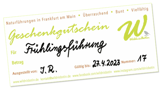 Geschenkgutschein der Frankfurter Wildnisbotinnen