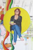 Zelfportret, mixed media, 70 x 100 cm