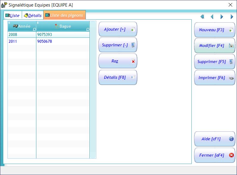 Signaletiques | Winpig - Logiciel pour colombophiles