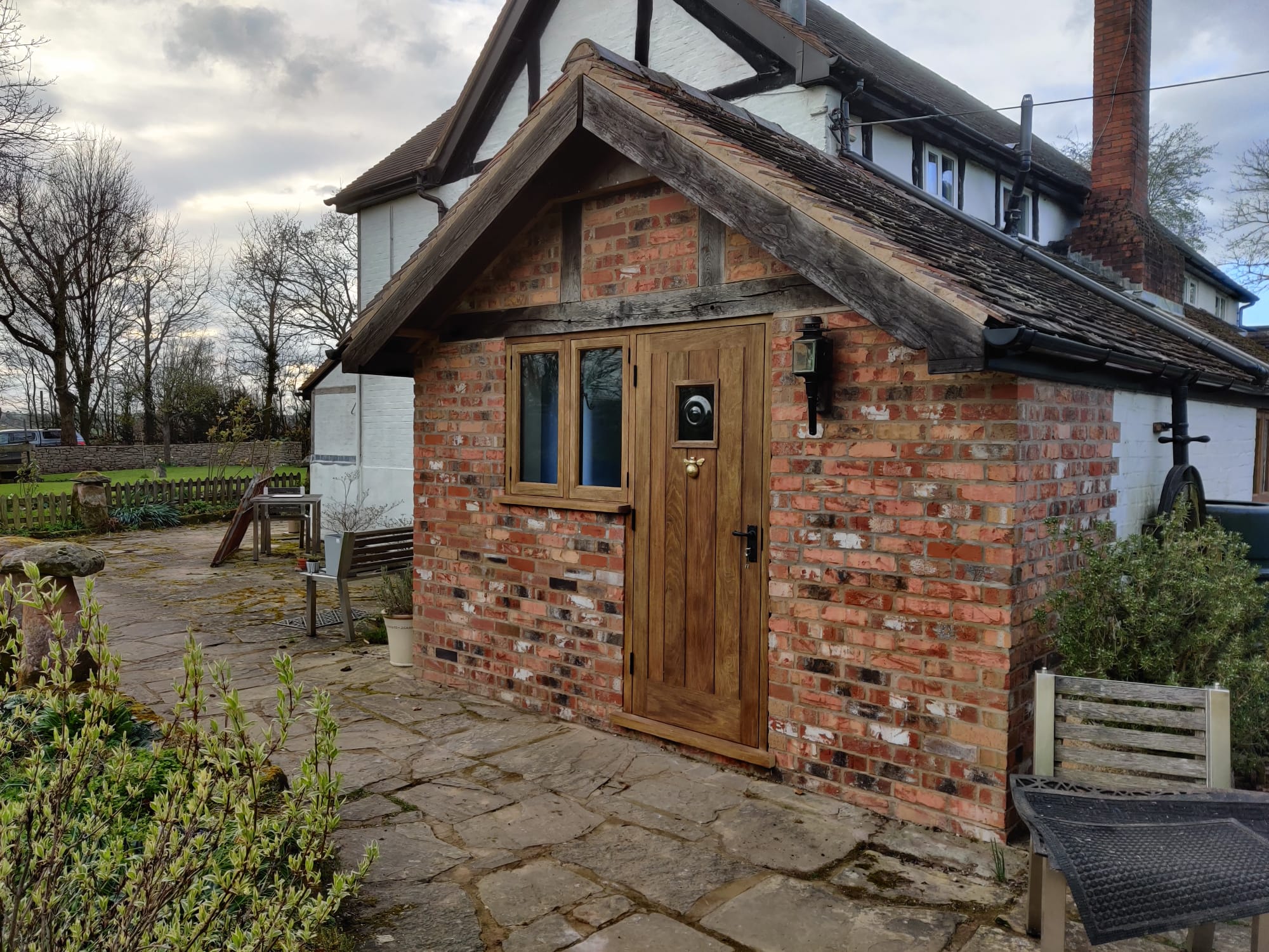 Installation of bespoke timber combination door and window