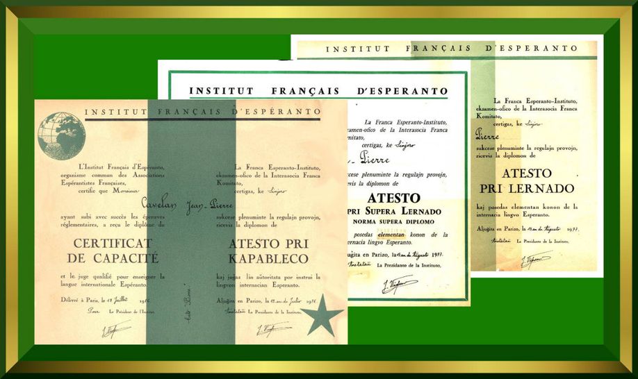 Miaj francaj diplomoj pri esperanto