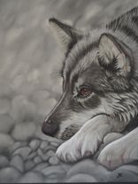 Gråhund - Orginalmålning i pastell