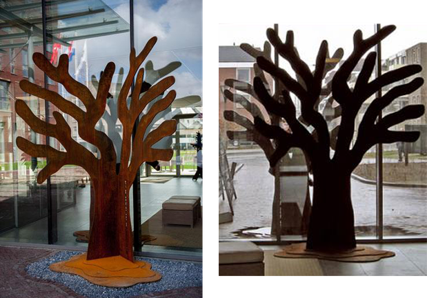 Sculptuur: wensboom met dichtregel voor zorgcentrum
