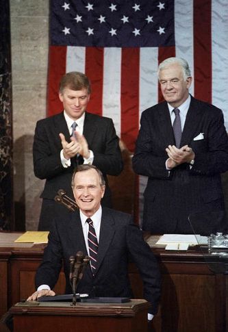 The New World Order
March 6, 1991: This speech accompanied by many standing ovations, it was clearly an atmosphere of a religious patriotic celebration, to the glory of the The New World Order
March 6, 1991: This speech accompanied by many standing ovations, it was clearly an atmosphere of a religious patriotic celebration, to the glory of the