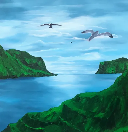 Akrylmaleriet "Over havet - under himlen" af Esben Skovgaard Jensen Akrylmaleriet "Over havet - under himlen" af Esben Skovgaard Jensen