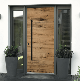Aluminium voordeur met echte Eiken