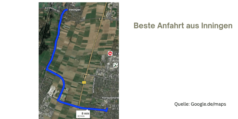 Anfahrt zum Coaching aus Landsberg/Lech