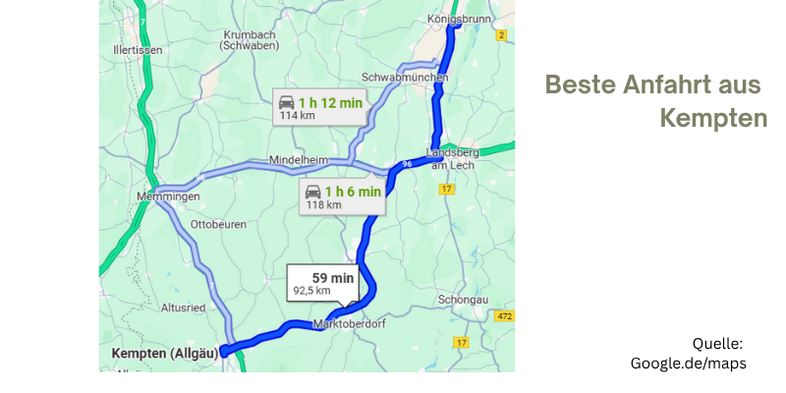 Anfahrt zum Coaching aus Landsberg/Lech