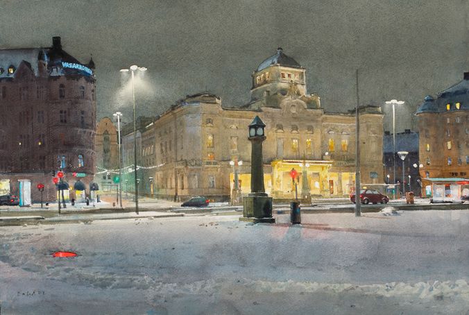 1706  Vinternatt  38 x 56 cm