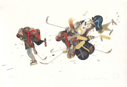1994    Tackling - röd (37x53 cm) 4000 kr